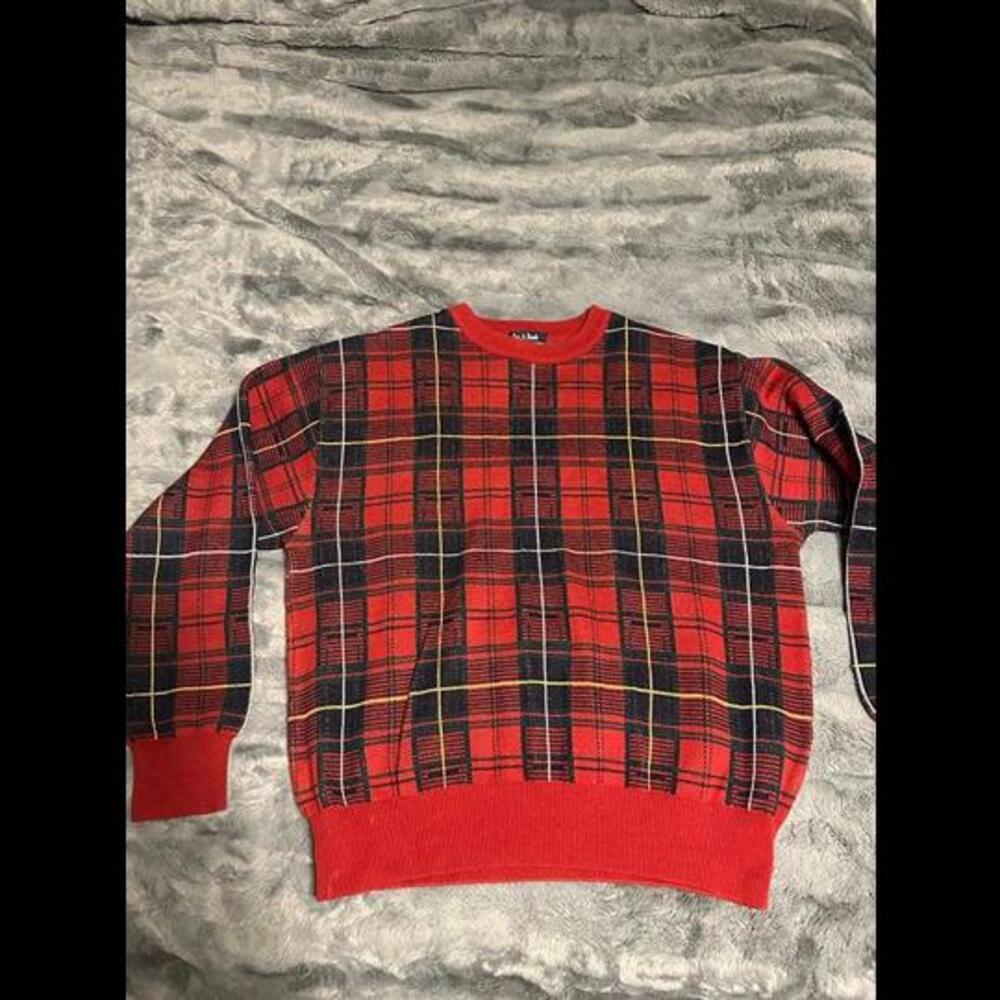 Jos. A. Bank Red Plaid 100% Cotton Sweater - Size M